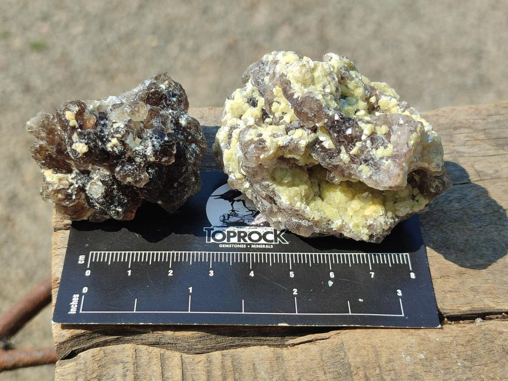 Natural Smokey Fluorite Specimens with Yellow Muscovite Mica x 12 From Erongo, Namibia