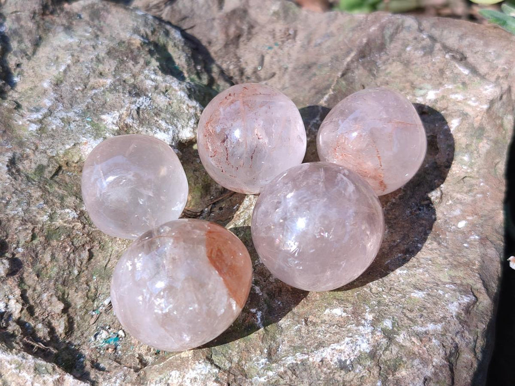 Polished Golden Hematoid Quartz Rounded Free Forms x 35 From Madagascar