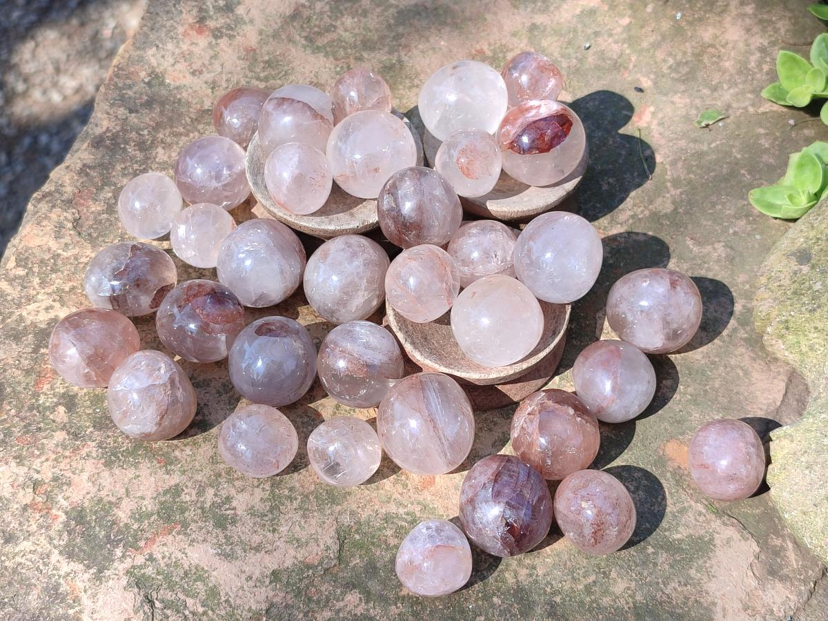 Polished Golden Hematoid Quartz Rounded Free Forms x 35 From Madagascar