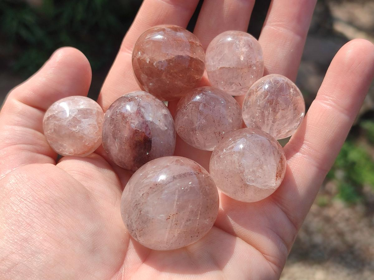 Polished Golden Hematoid Quartz Rounded Free Forms x 35 From Madagascar