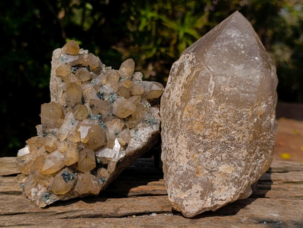 Natural Mix of Smokey Quartz Specimens with Inclusions x 2 From Erongo, Namibia
