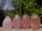 Polished Gemmy Rose Quartz Standing Display Pieces x 4 From Madagascar