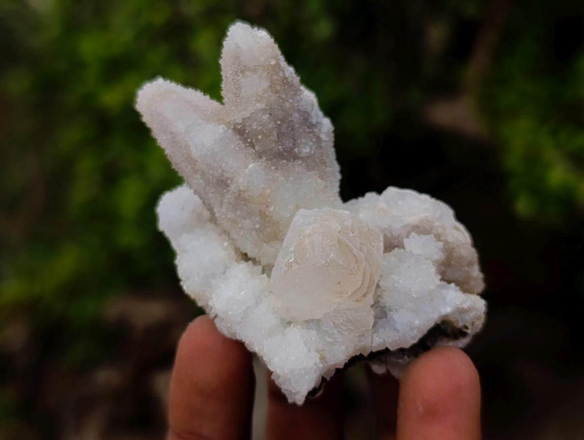 Natural Drusy Quartz Coated Calcite Crystal and Cluster Specimens x 8 From Albert's Mountain, Lesotho