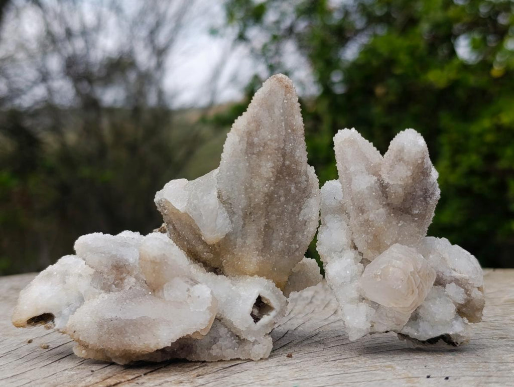 Natural Drusy Quartz Coated Calcite Crystal and Cluster Specimens x 8 From Albert's Mountain, Lesotho