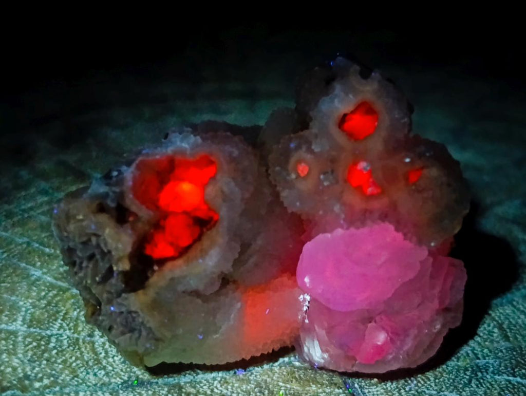 Natural Drusy Quartz Coated Calcite Crystal and Cluster Specimens x 8 From Albert's Mountain, Lesotho