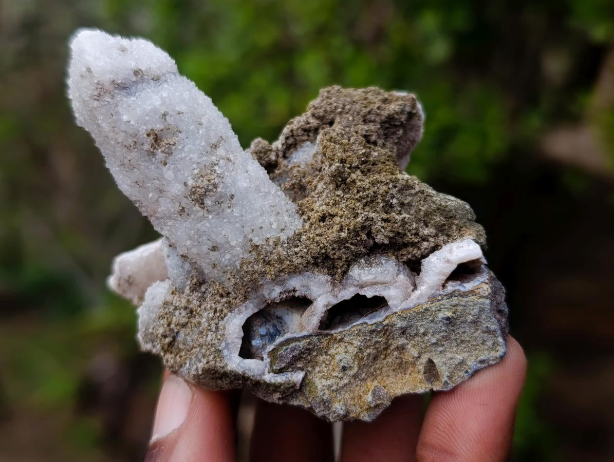 Natural Drusy Quartz Coated Calcite Crystal and Cluster Specimens x 8 From Albert's Mountain, Lesotho