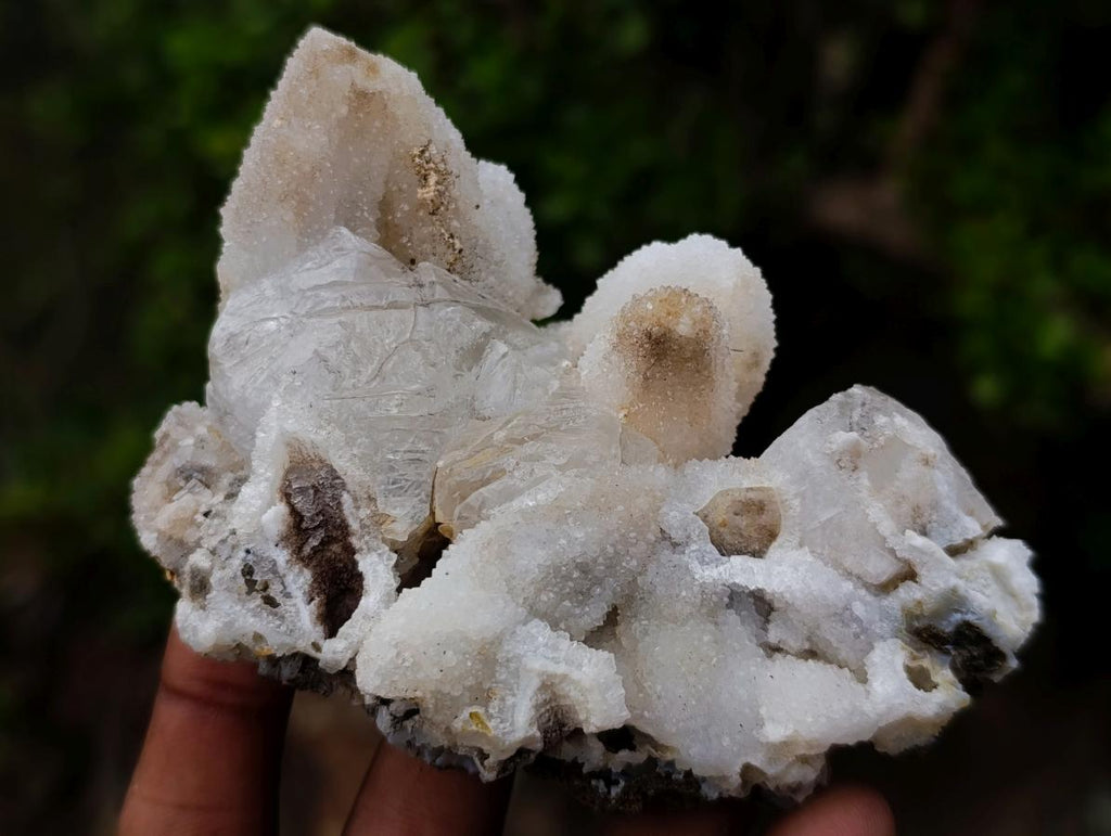 Natural Drusy Quartz Coated Calcite Crystal and Cluster Specimens x 8 From Albert's Mountain, Lesotho