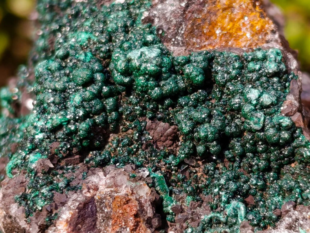 Natural Ball Malachite Specimens with Drusy Quartz on Dolomite x 2 From Mindingi Mine, Kambove, Congo