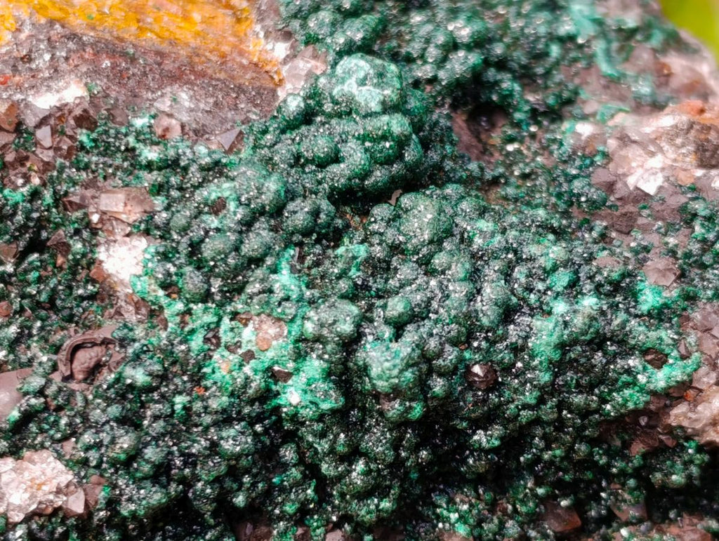 Natural Ball Malachite Specimens with Drusy Quartz on Dolomite x 2 From Mindingi Mine, Kambove, Congo