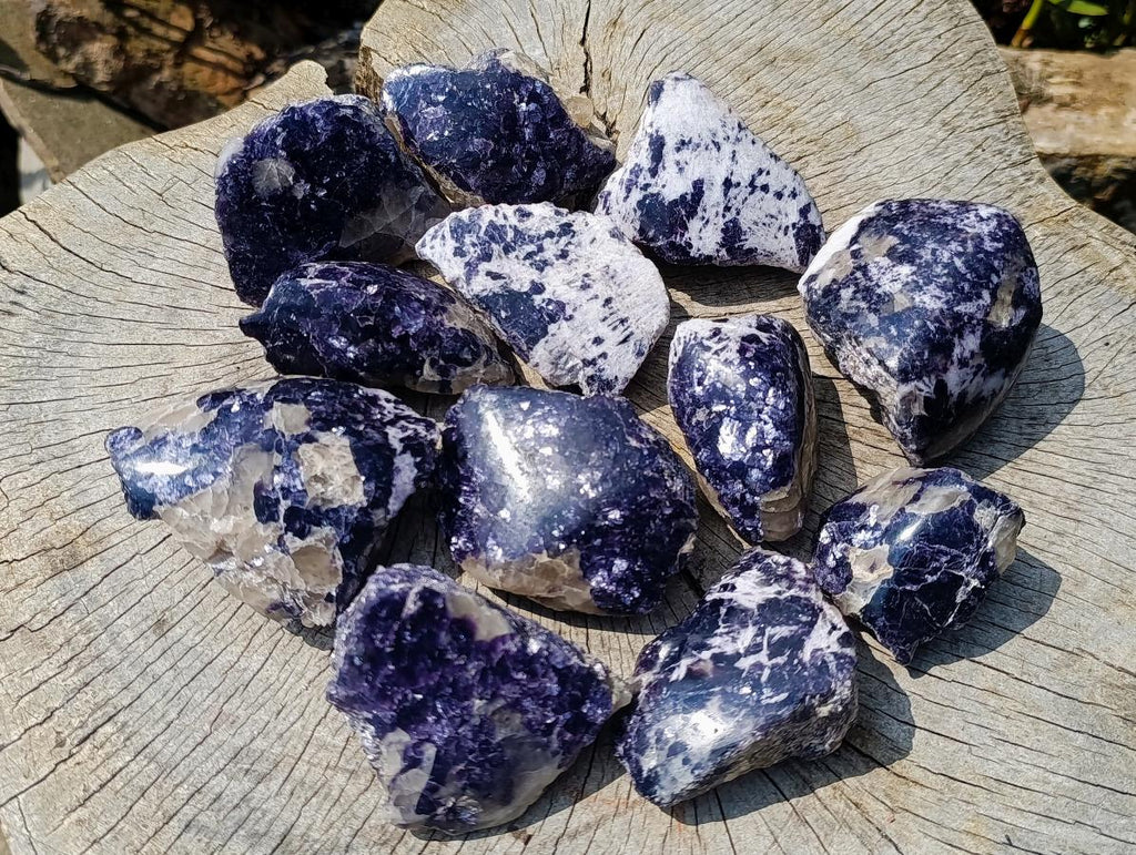 Polished One Side Lithium Silver Leaf Lepidolite Specimens x 12 From Zimbabwe