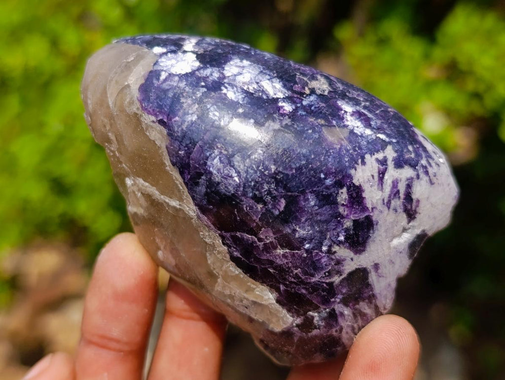 Polished One Side Lithium Silver Leaf Lepidolite Specimens x 12 From Zimbabwe