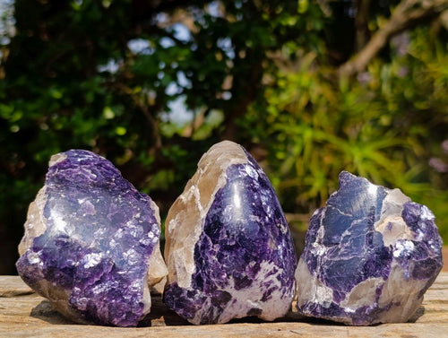 Polished One Side Lithium Silver Leaf Lepidolite Specimens x 12 From Zimbabwe