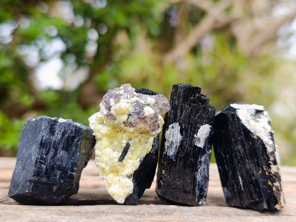 Natural Schorl Black Tourmaline Specimens with Associated Minerals x 35 From Erongo, Namibia