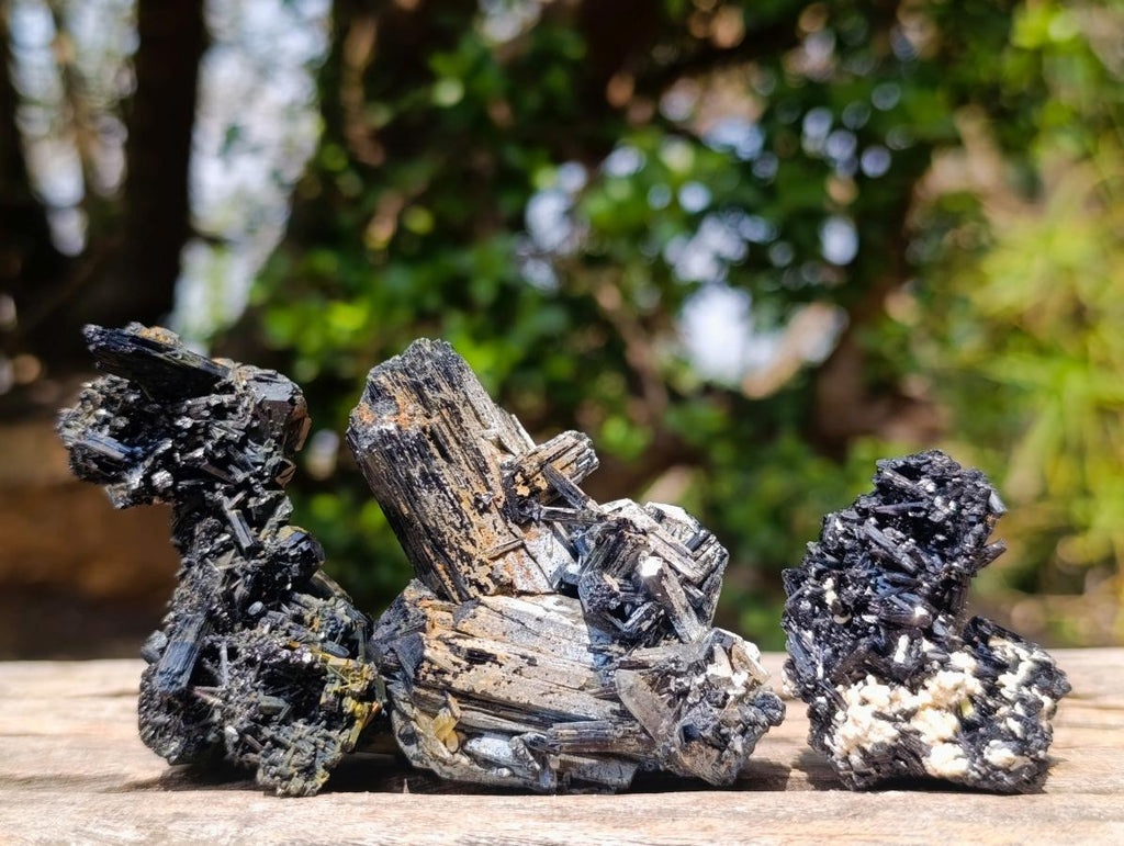 Natural Schorl Black Tourmaline Specimens with Associated Minerals x 35 From Erongo, Namibia
