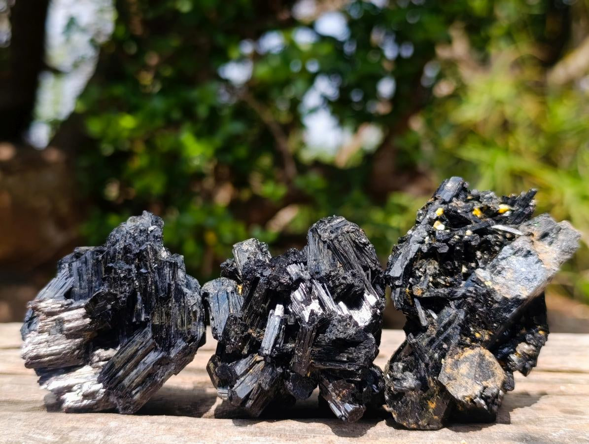 Natural Schorl Black Tourmaline Specimens with Associated Minerals x 35 From Erongo, Namibia