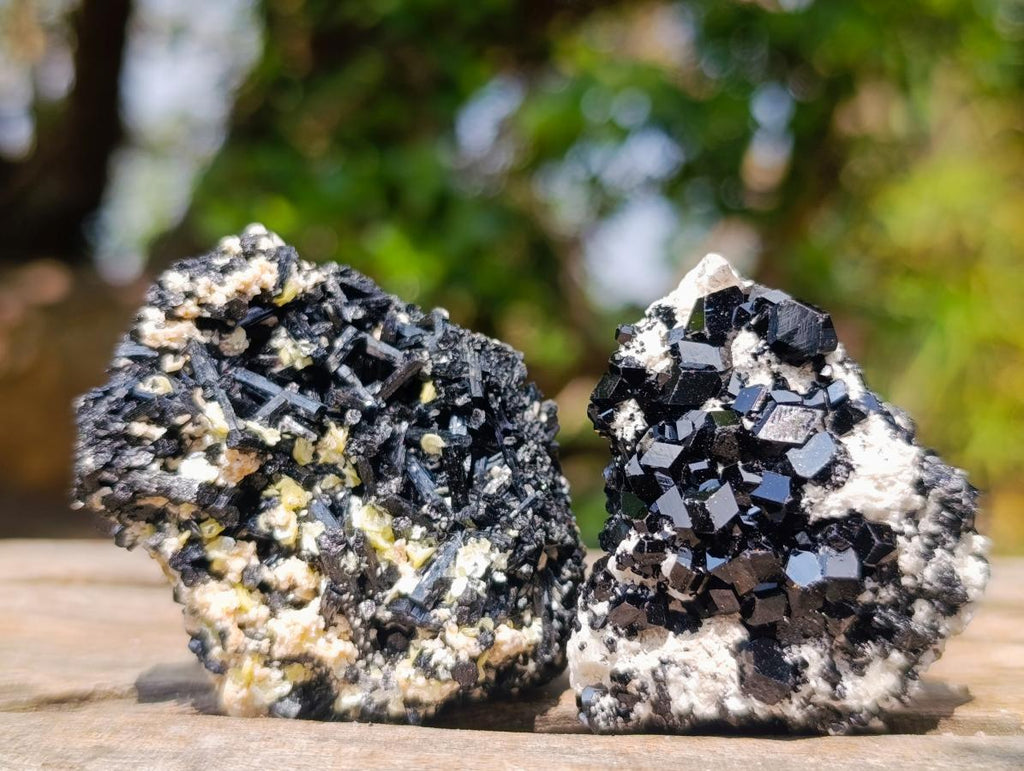 Natural Schorl Black Tourmaline Specimens with Associated Minerals x 35 From Erongo, Namibia