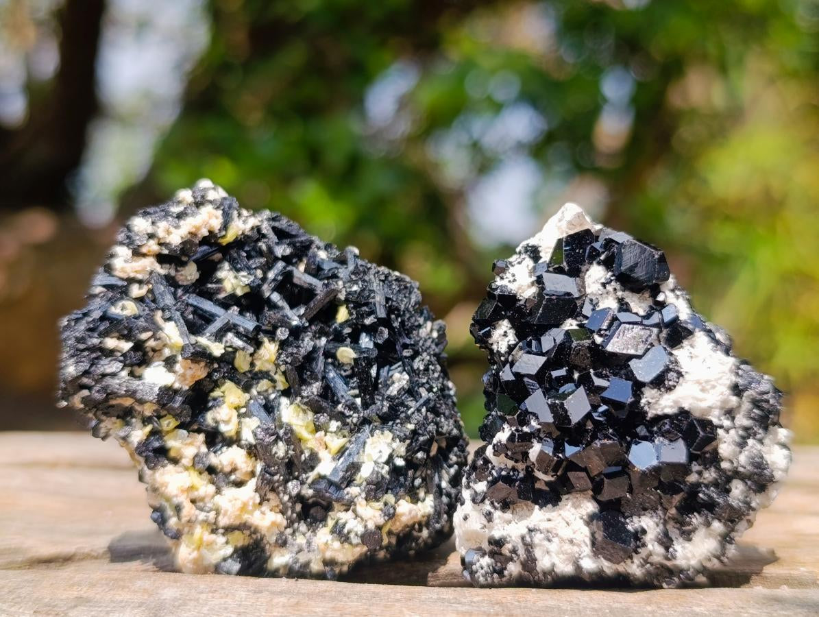 Natural Schorl Black Tourmaline Specimens with Associated Minerals x 35 From Erongo, Namibia