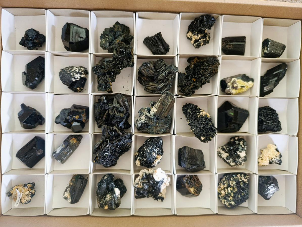 Natural Schorl Black Tourmaline Specimens with Associated Minerals x 35 From Erongo, Namibia