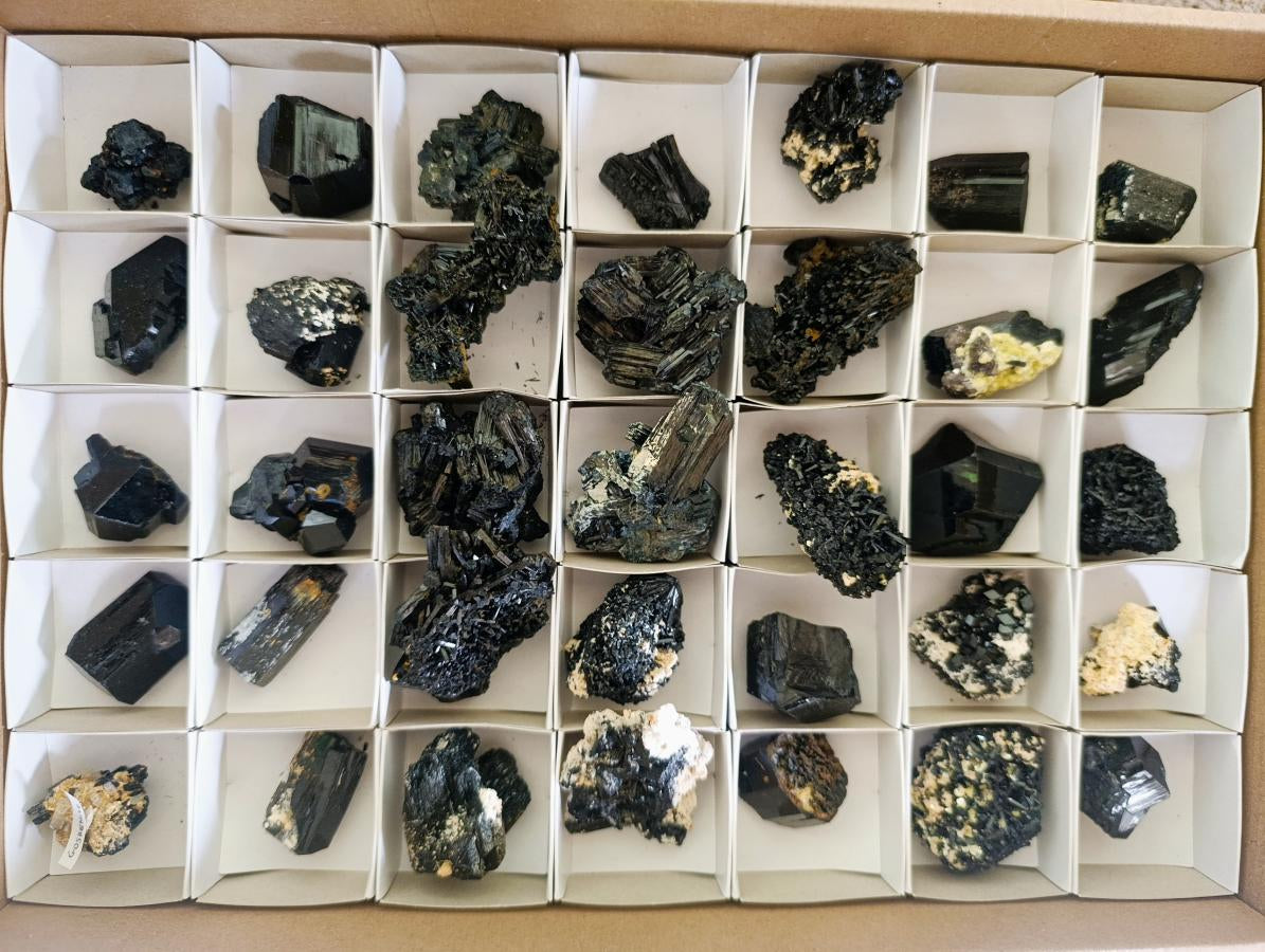 Natural Schorl Black Tourmaline Specimens with Associated Minerals x 35 From Erongo, Namibia