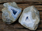 Polished One Side Blue Lace Agate Geodes x 12 From Nsanje, Malawi