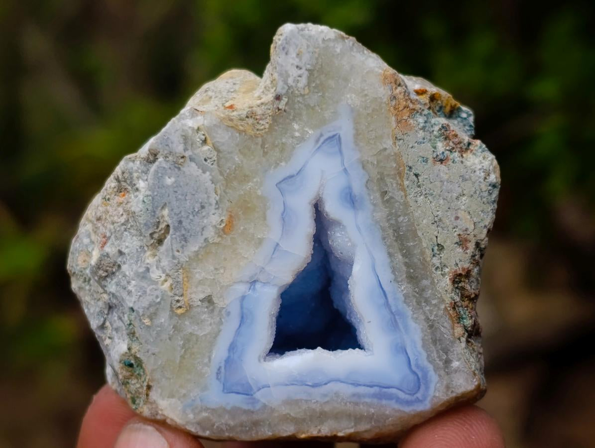 Polished One Side Blue Lace Agate Geodes x 12 From Nsanje, Malawi