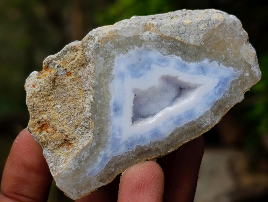 Polished One Side Blue Lace Agate Geodes x 12 From Nsanje, Malawi