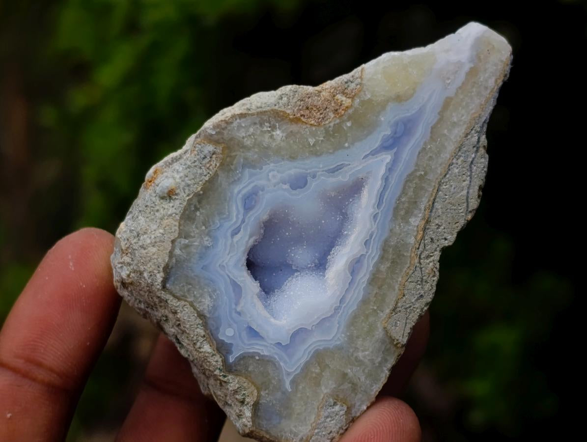 Polished One Side Blue Lace Agate Geodes x 12 From Nsanje, Malawi