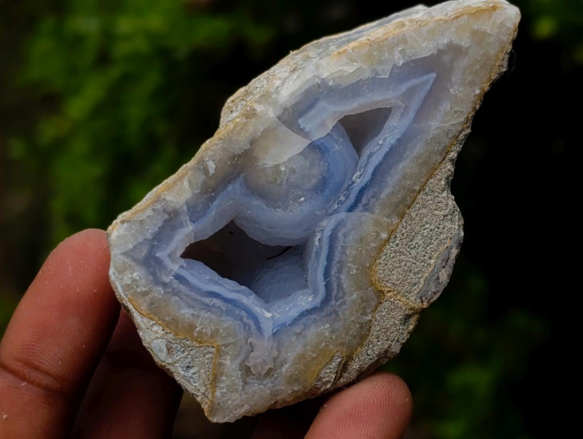 Polished One Side Blue Lace Agate Geodes x 12 From Nsanje, Malawi
