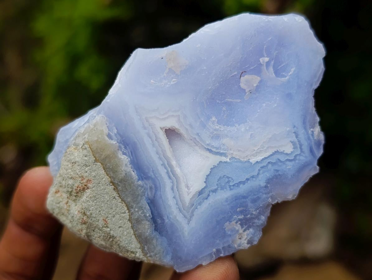 Polished One Side Blue Lace Agate Geodes x 12 From Nsanje, Malawi