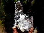 Natural Smokey Quartz Crystals with Schorl Black Tourmaline and Hyalite Opal x 2 From Erongo, Namibia