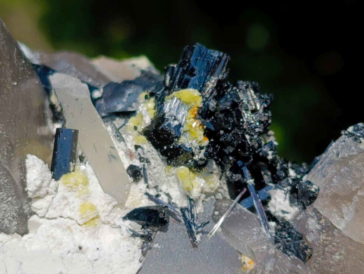 Natural Smokey Quartz Crystals with Schorl Black Tourmaline and Hyalite Opal x 2 From Erongo, Namibia