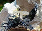 Natural Smokey Quartz Crystals with Schorl Black Tourmaline and Hyalite Opal x 2 From Erongo, Namibia