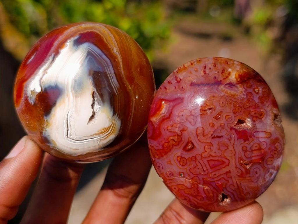 Polished Carnelian Agate Gemstone Galets x 12 From Madagascar