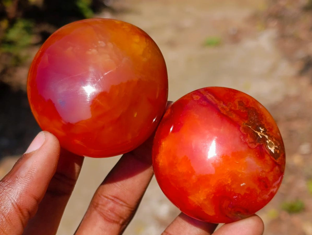Polished Carnelian Agate Gemstone Galets x 12 From Madagascar