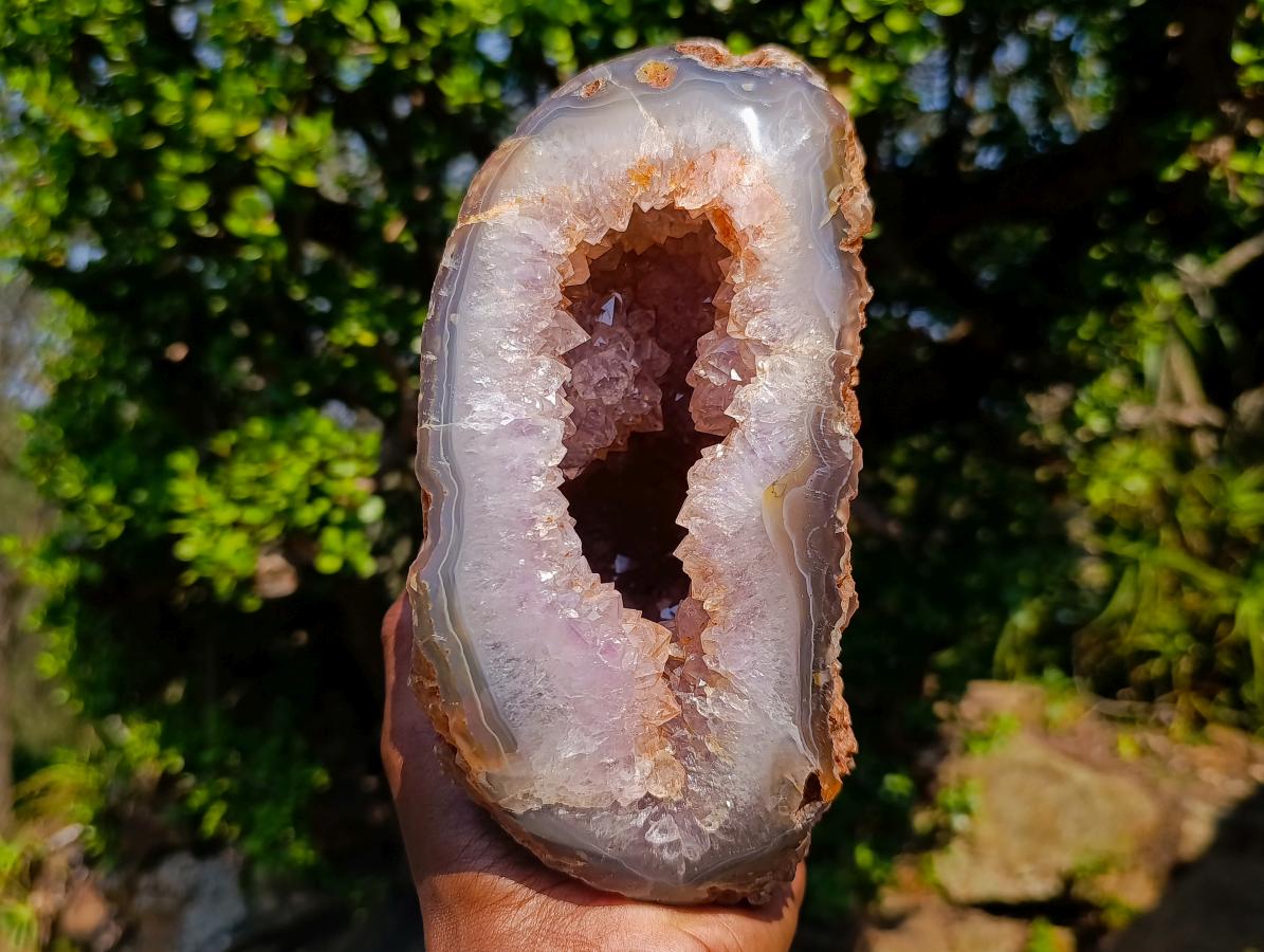 Polished and Natural Large Agate Amethyst Geode x 1 From Maintirano, Madagascar