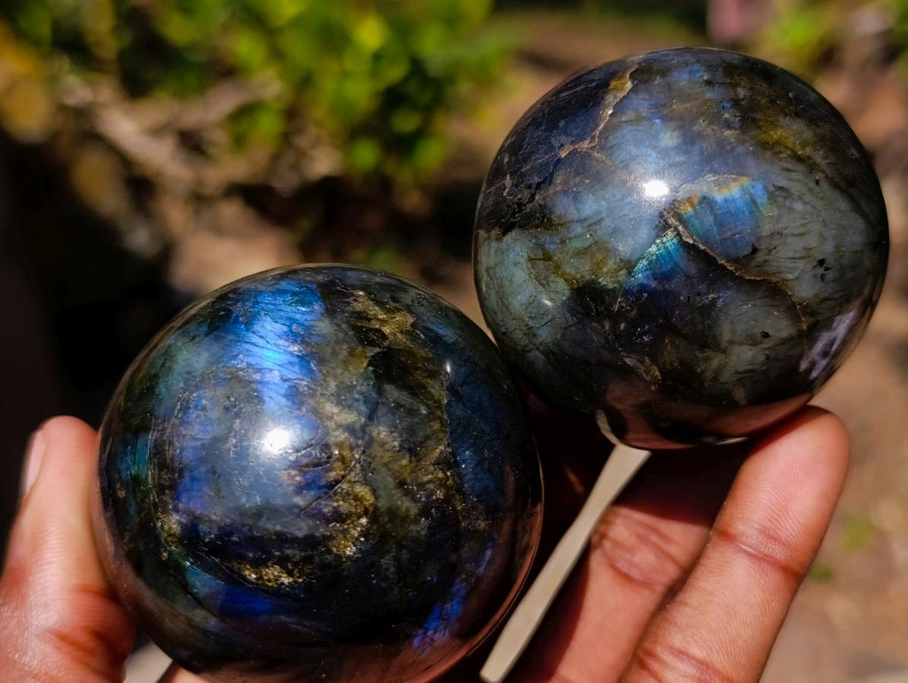 Polished Labradorite Spheres x 6 From Madagascar