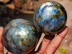 Polished Labradorite Spheres x 6 From Madagascar