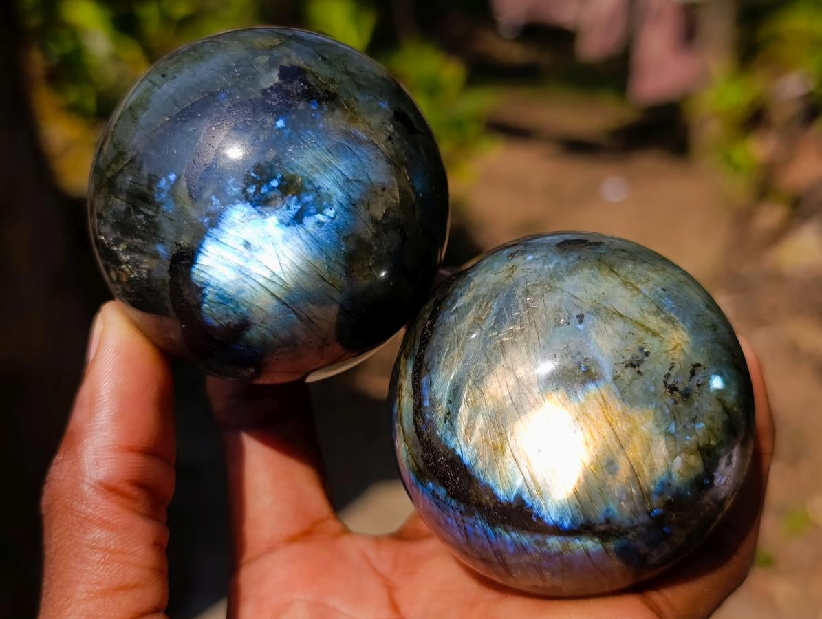 Polished Labradorite Spheres x 6 From Madagascar