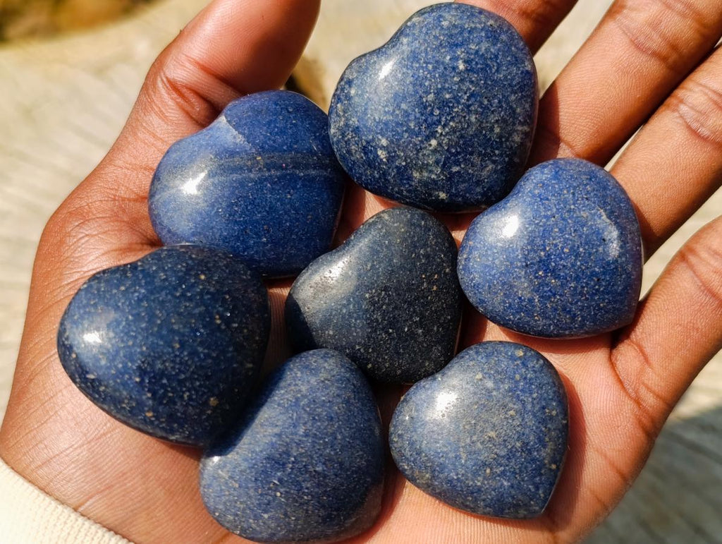 Polished Mini Lazulite Jewellery Size Gemstone Hearts x 35 From Madagascar