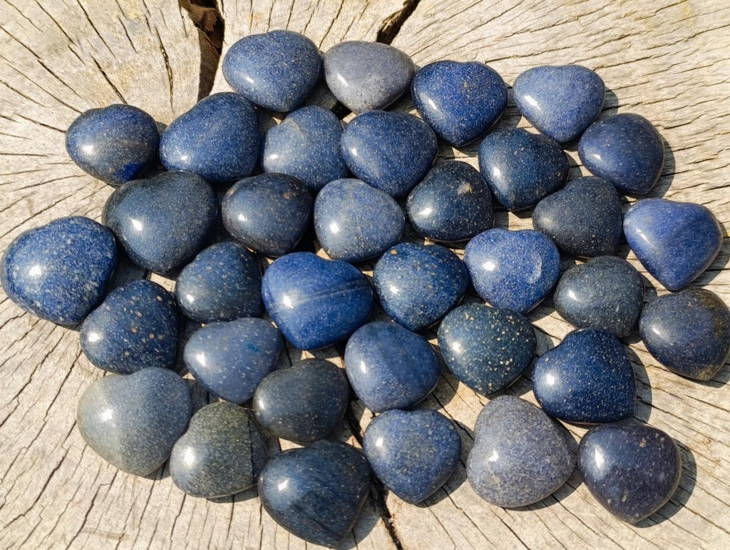 Polished Mini Lazulite Jewellery Size Gemstone Hearts x 35 From Madagascar