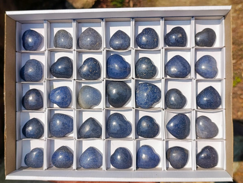 Polished Mini Lazulite Jewellery Size Gemstone Hearts x 35 From Madagascar