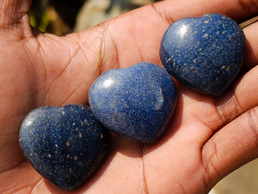 Polished Mini Lazulite Jewellery Size Gemstone Hearts x 35 From Madagascar