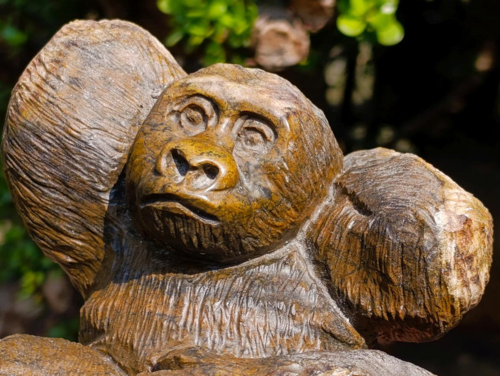 Hand Made Large Relaxed Mountain Gorilla Soapstone Carving x 1 From Zimbabwe