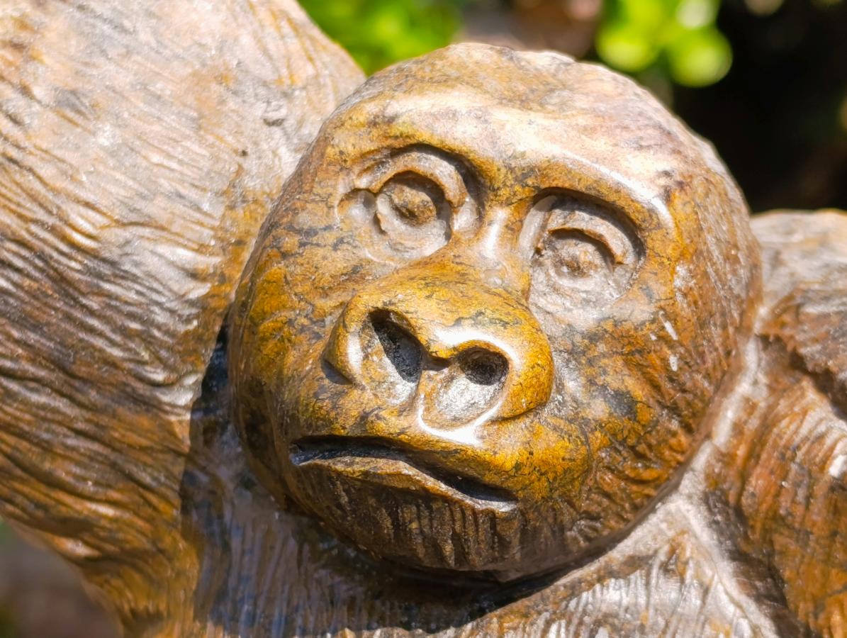 Hand Made Large Relaxed Mountain Gorilla Soapstone Carving x 1 From Zimbabwe