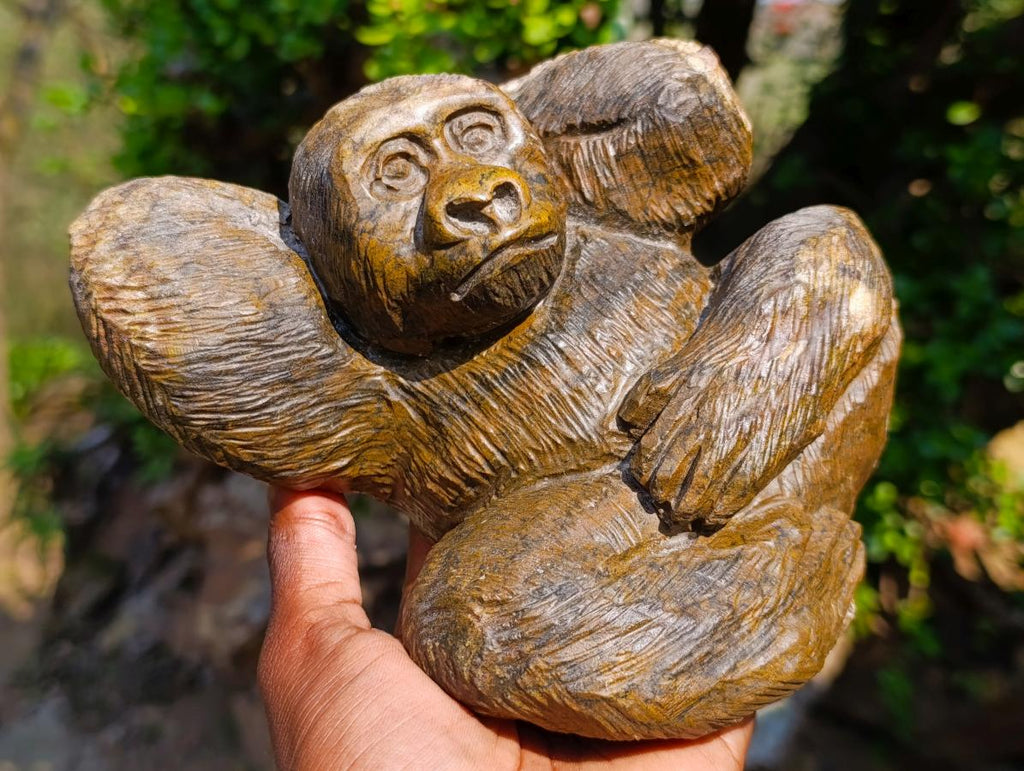 Hand Made Large Relaxed Mountain Gorilla Soapstone Carving x 1 From Zimbabwe