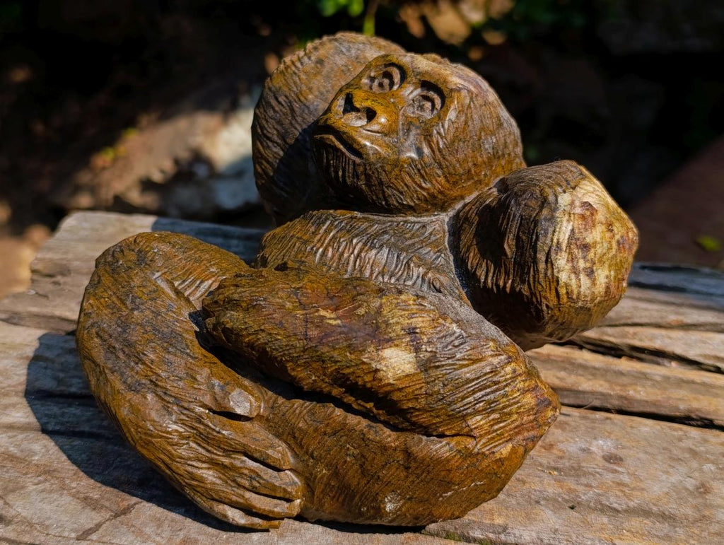 Hand Made Large Relaxed Mountain Gorilla Soapstone Carving x 1 From Zimbabwe