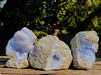 Natural Blue Lace Agate Geode Specimens x 6 From Nsanje, Malawi