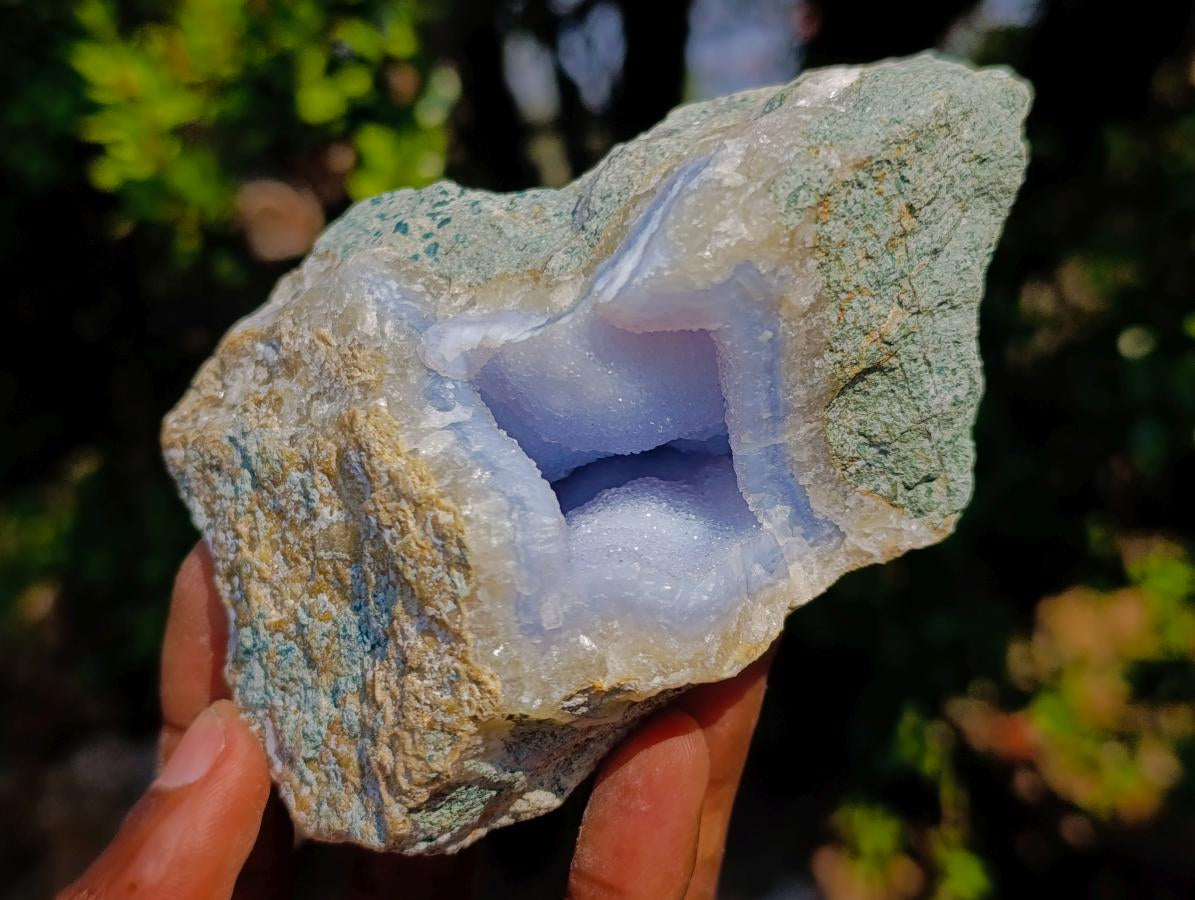 Natural Blue Lace Agate Geode Specimens x 6 From Nsanje, Malawi
