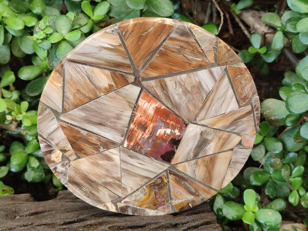 Hand Made Red Podocarpus Petrified Wood Conglomerate Plaques x 2 From Mahajanga, Madagascar
