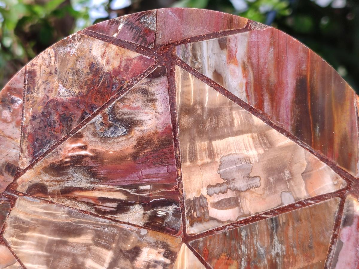 Hand Made Red Podocarpus Petrified Wood Conglomerate Plaques x 2 From Mahajanga, Madagascar